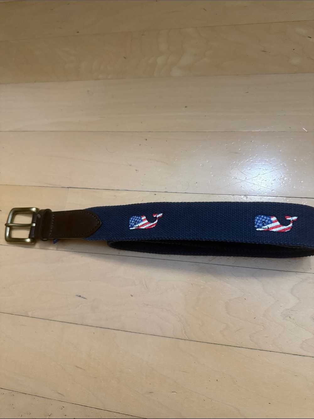 Vineyard Vines Men's Navy Whale Embroidered Web Belt American Flag size 36